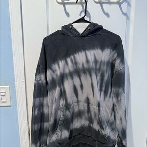Zara Men's Black and Gray Tie-Dye Hoodie
